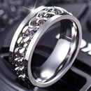 Spinner Rings Mens Womens Fidget Rotating Ring Silver Stainless Steel Size 7 - Rainbow