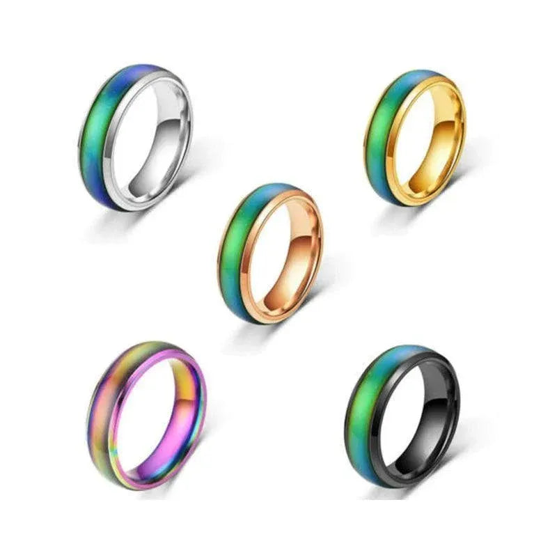Mood Colour Changing Ring Temperature Sensitive Stainless Steel US Size 10 - Rose Gold