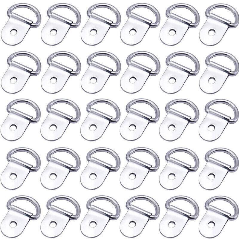 30PCS D-Ring Tie Downs Metal Anchor Point Silver Universal
