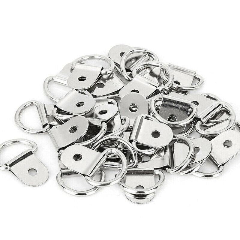 30PCS D-Ring Tie Downs Metal Anchor Point Silver Universal