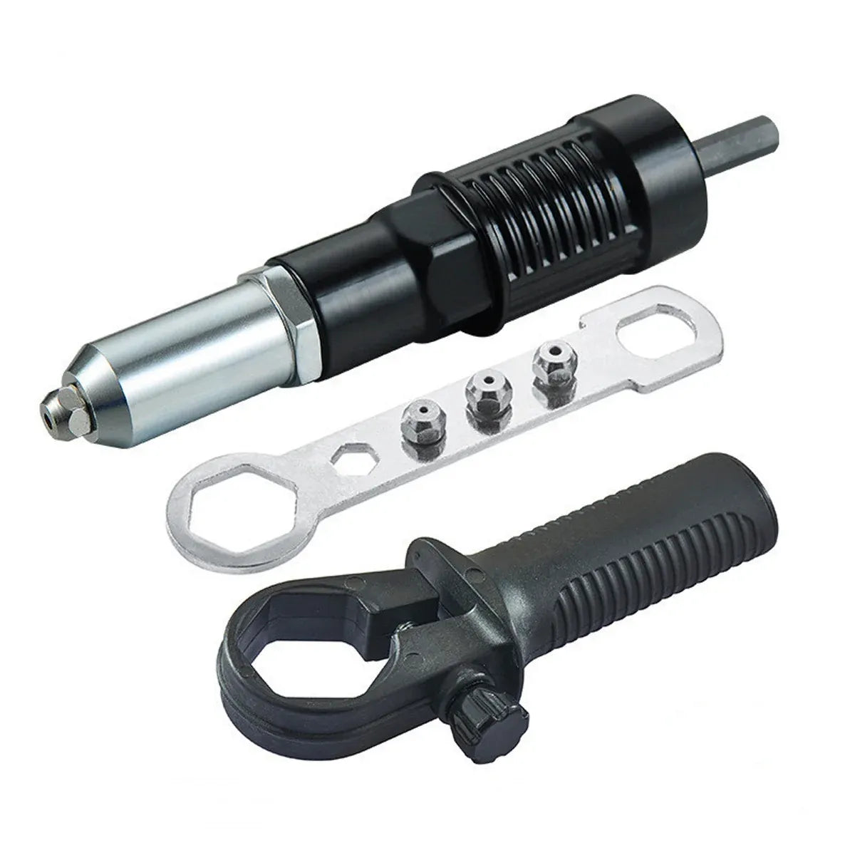Electric Rivet Nut Gun Adapter Cordless Drill Tool Kit with 4 Nozzles Durable