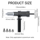 Electric Rivet Nut Gun Adapter Cordless Drill Tool Kit with 4 Nozzles Durable