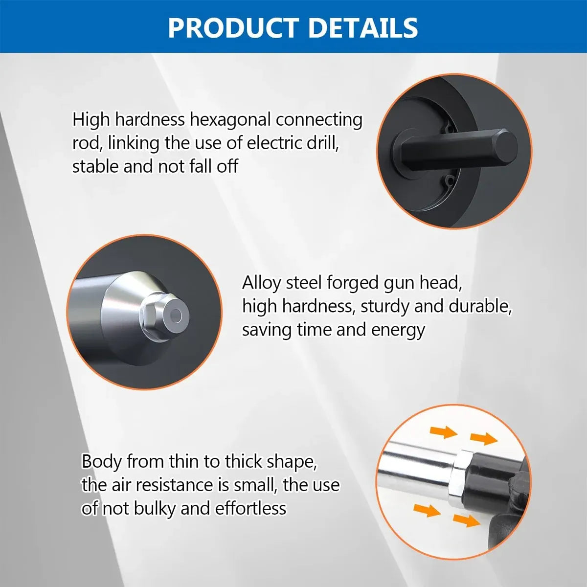 Electric Rivet Nut Gun Adapter Cordless Drill Tool Kit with 4 Nozzles Durable