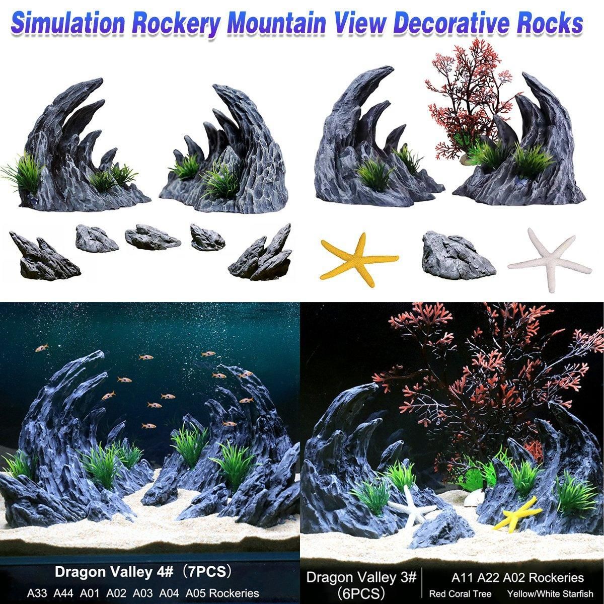 Aquarium Resin Dragon Stone Rock Decorative Ornaments Fish Tank Landscape - Dragon Valley 3