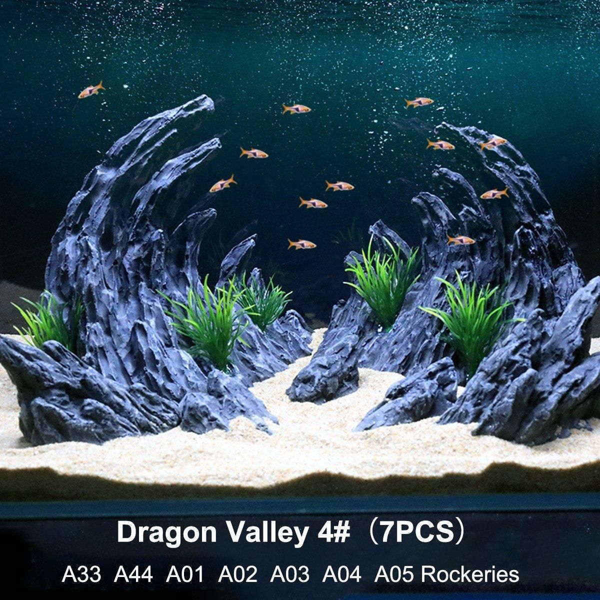 Aquarium Resin Dragon Stone Rock Decorative Ornaments Fish Tank Landscape - Dragon Valley 3