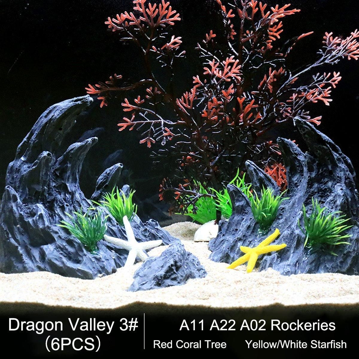 Aquarium Resin Dragon Stone Rock Decorative Ornaments Fish Tank Landscape - Dragon Valley 4