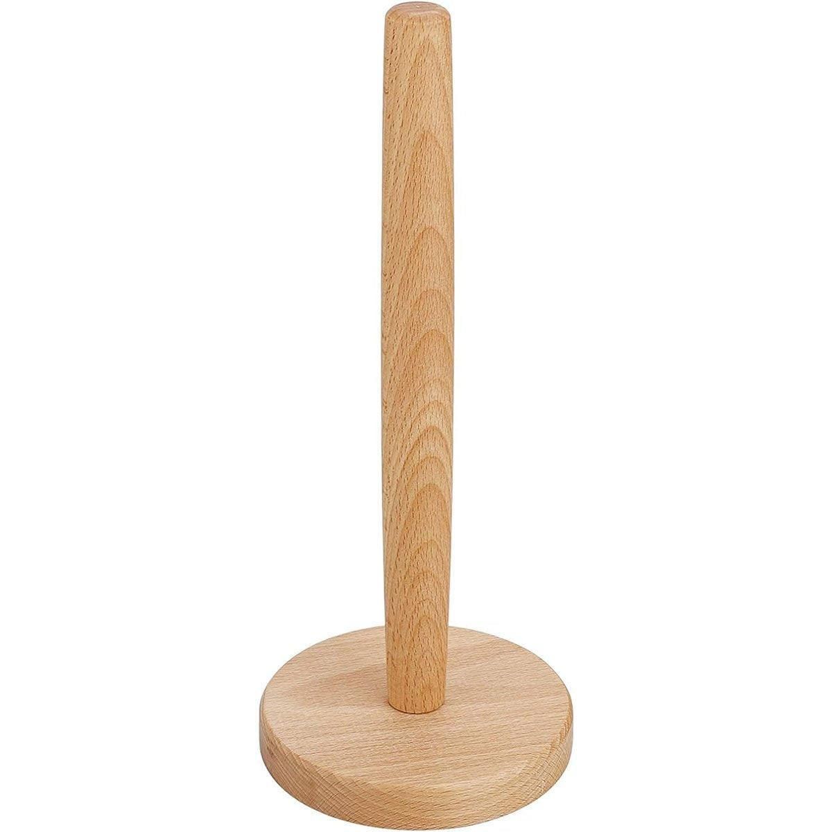 Beech Wood Vertical Paper Roll Holder Creative Kitchen Tissue Rack Storage Stand