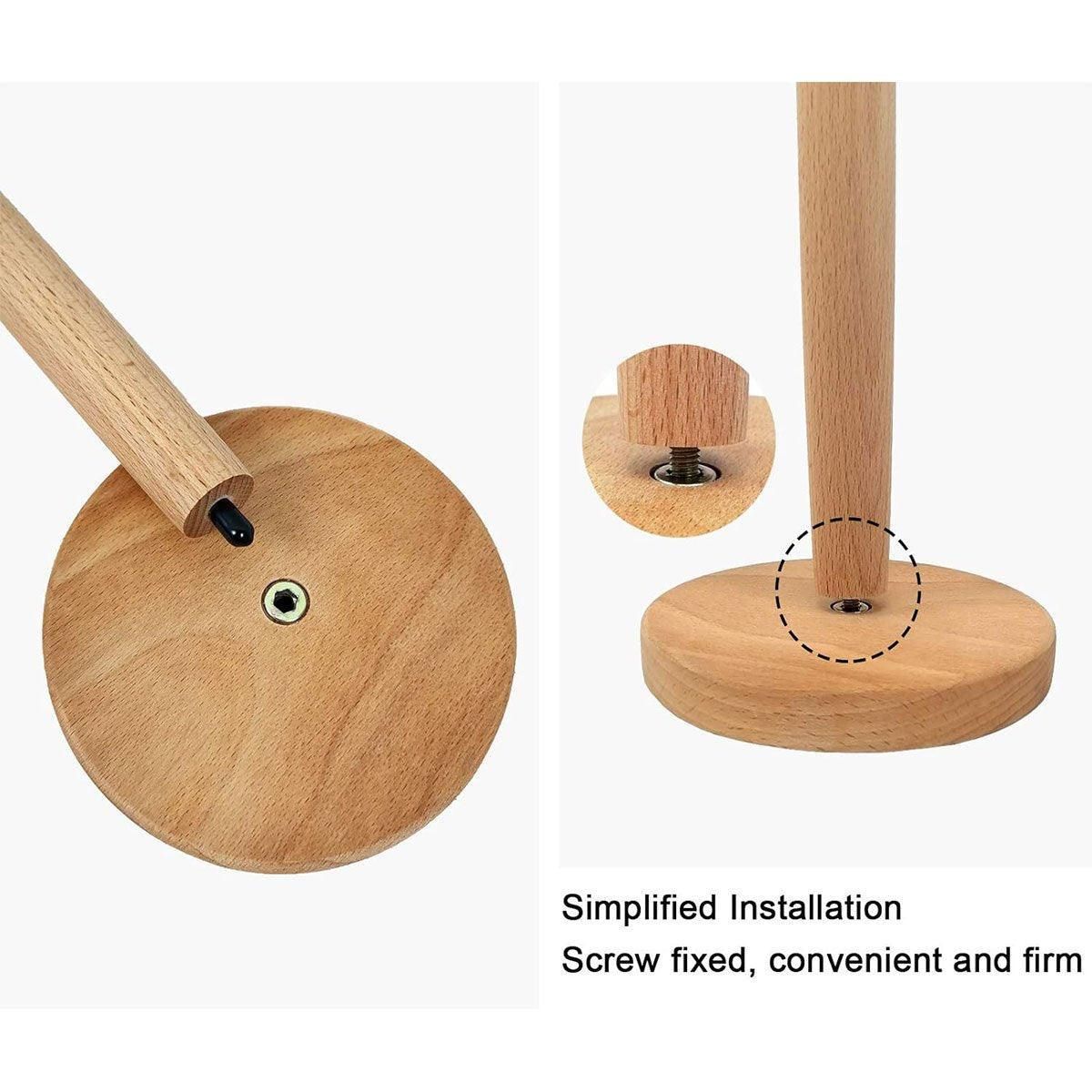 Beech Wood Vertical Paper Roll Holder Creative Kitchen Tissue Rack Storage Stand