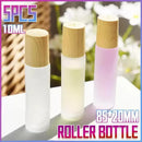 5PCS 10ml Frosted Glass Roll-On Bottles with Wooden Caps for Perfume and Essential Oils