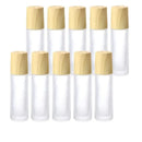 5PCS 10ml Frosted Glass Roll-On Bottles with Wooden Caps for Perfume and Essential Oils