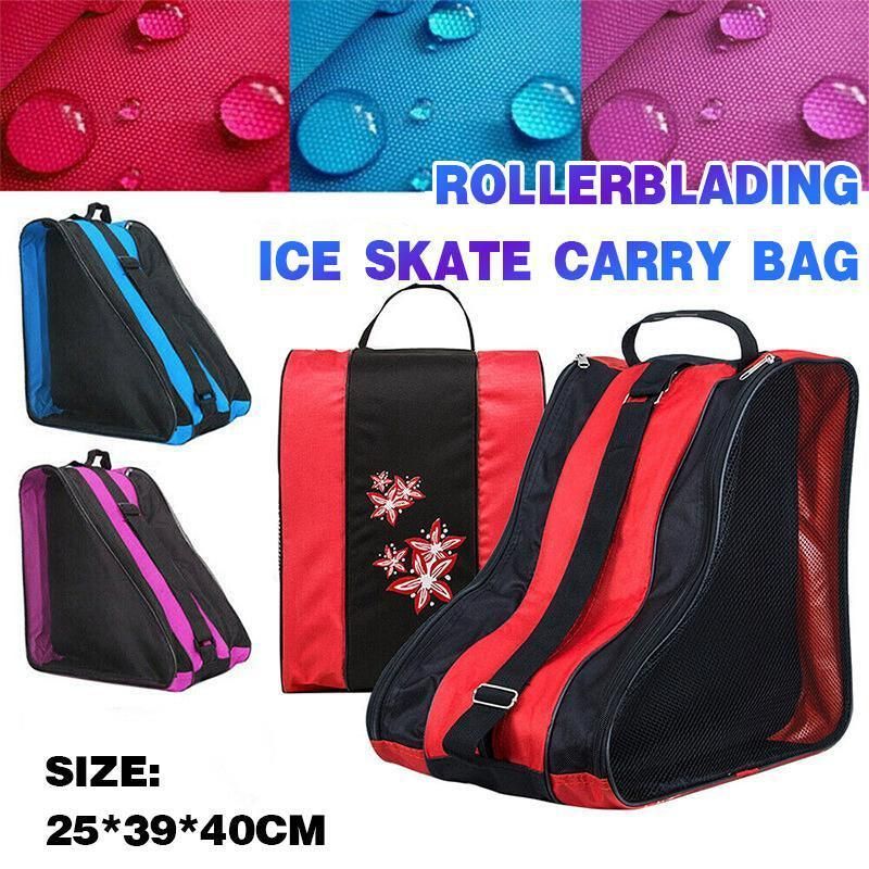 Rollerblading Ice Skate Carry Bag with Adjustable Shoulder Strap for All Ages - Pink