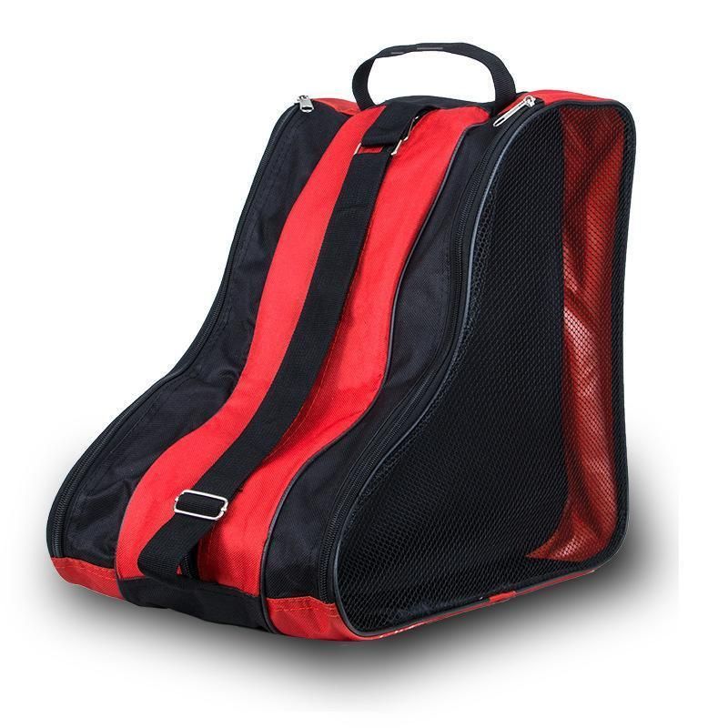 Rollerblading Ice Skate Carry Bag with Adjustable Shoulder Strap for All Ages - Red