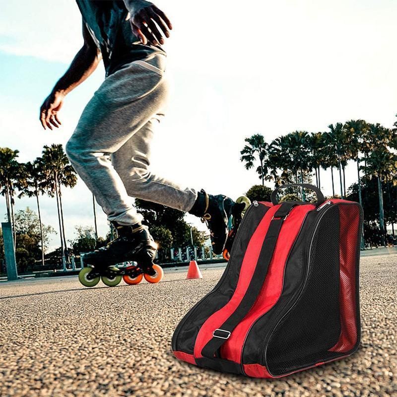 Rollerblading Ice Skate Carry Bag with Adjustable Shoulder Strap for All Ages - Red