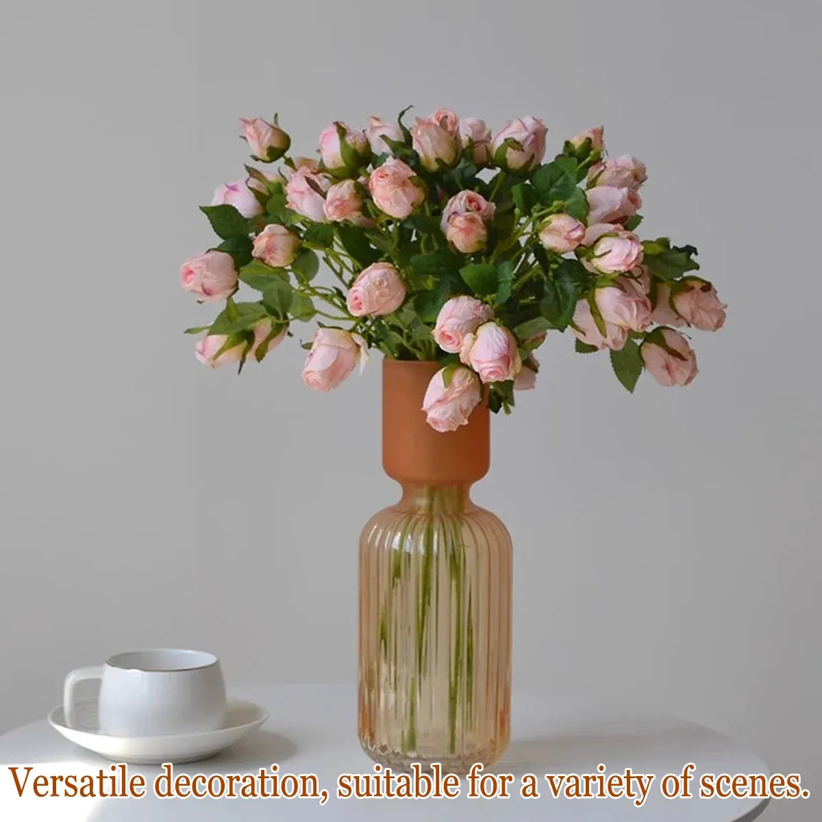 3PCS 7-Head Artificial Rose Decor Realistic Flower Table Centerpiece Decoration
