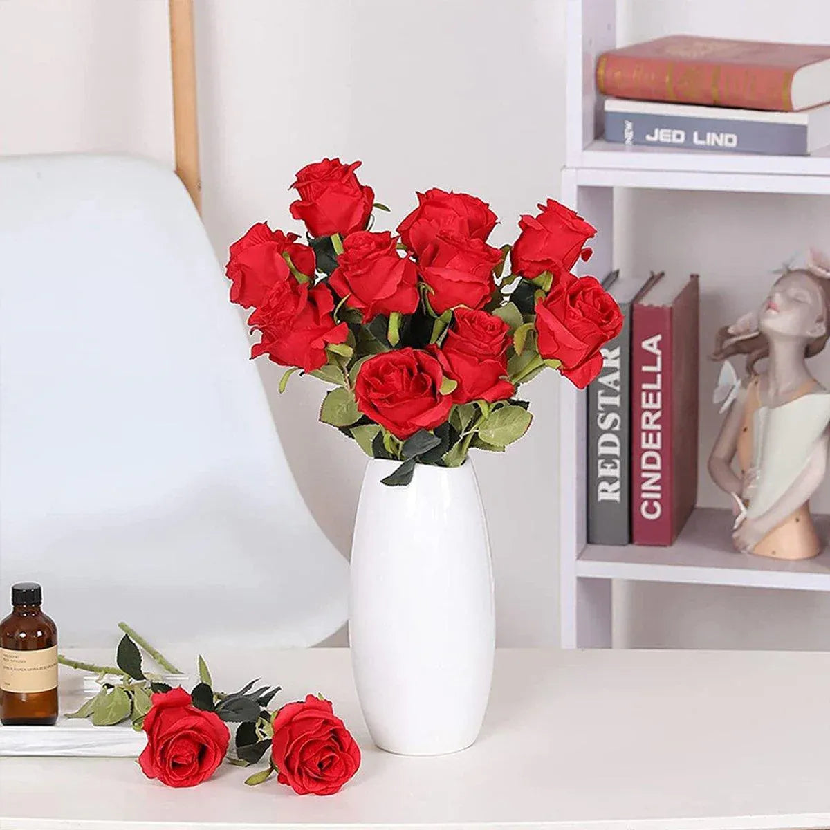 10pcs Artificial Silk Simulation Rose Flowers - Wedding Party Home Decorations - Black