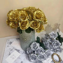 10pcs Artificial Silk Simulation Rose Flowers - Wedding Party Home Decorations - Red