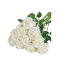 10pcs Artificial Silk Simulation Rose Flowers - Wedding Party Home Decorations - White