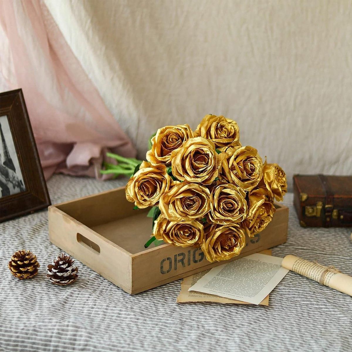 10pcs Artificial Silk Simulation Rose Flowers - Wedding Party Home Decorations - White