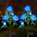 5 LED Solar Rose Flower Stake Lights Outdoor Garden Pathway Decoration Lamp