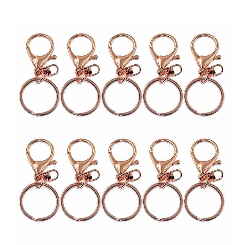 10X Rose Gold Swivel Lobster Clasp Keychains