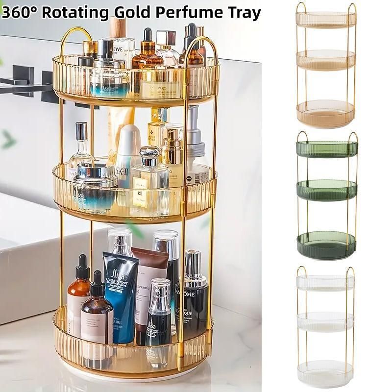 Rotating Cosmetic Organiser Home Storage Shelf Box for Makeup and Beauty Product - Green