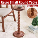 Vintage Solid Wood Side Table Small Round Table Sturdy Anti Slip Easy Clean