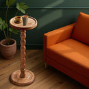 Vintage Solid Wood Side Table Small Round Table Sturdy Anti Slip Easy Clean