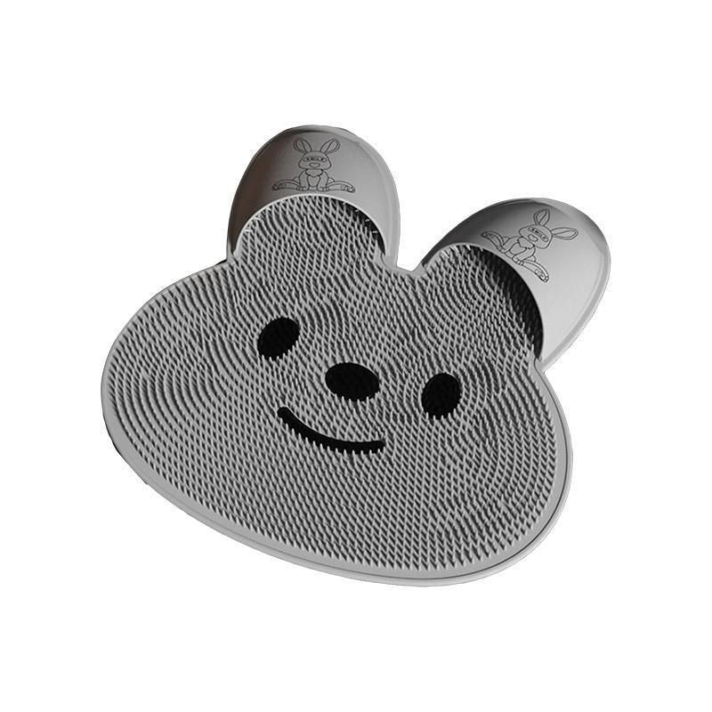 Silicone Foot Scrubber Rabbit Tub Mat Suction Cup Exfoliating Brush Cleaning Mat - Grey