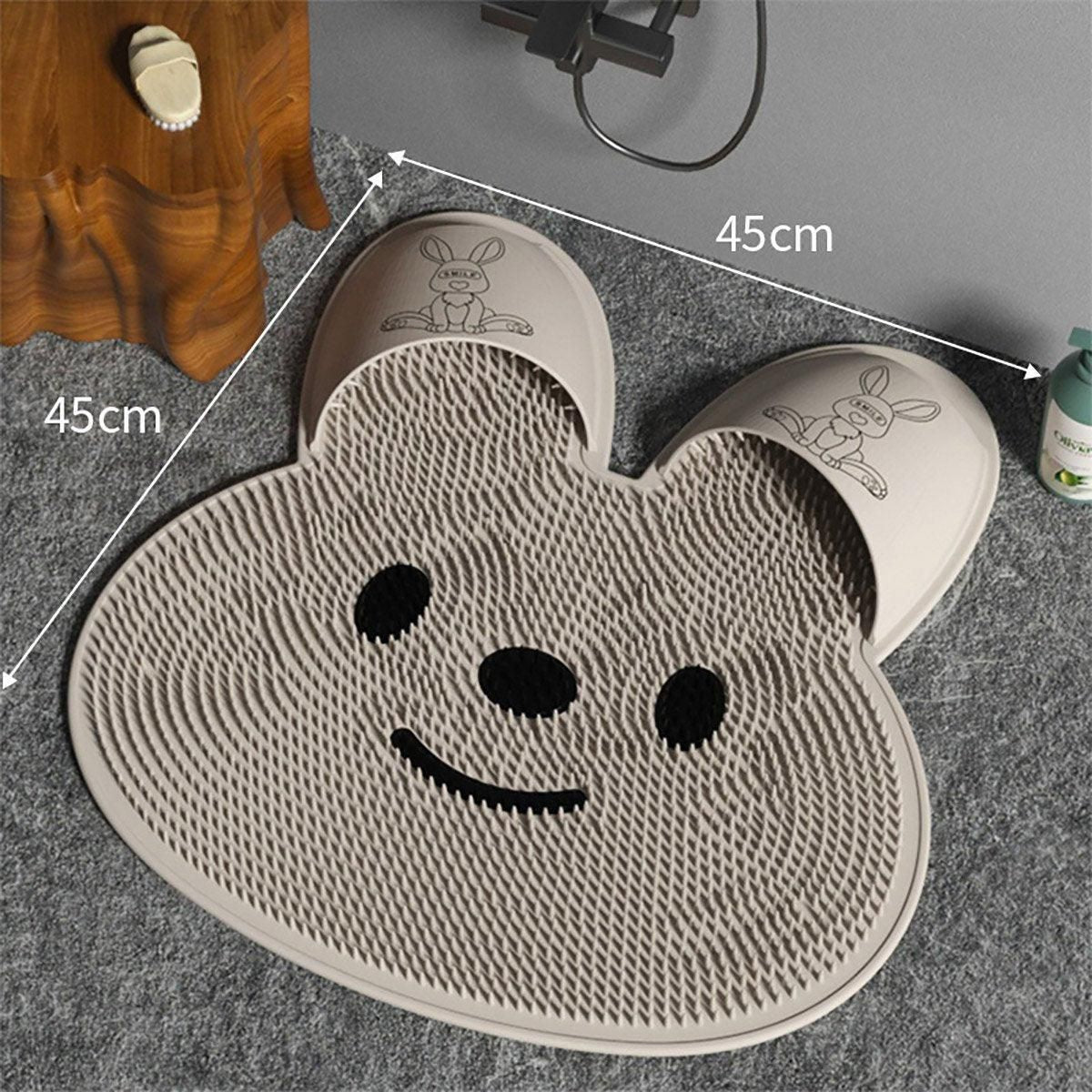 Silicone Foot Scrubber Rabbit Tub Mat Suction Cup Exfoliating Brush Cleaning Mat - Grey
