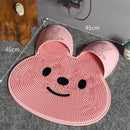Silicone Foot Scrubber Rabbit Tub Mat Suction Cup Exfoliating Brush Cleaning Mat - Pink