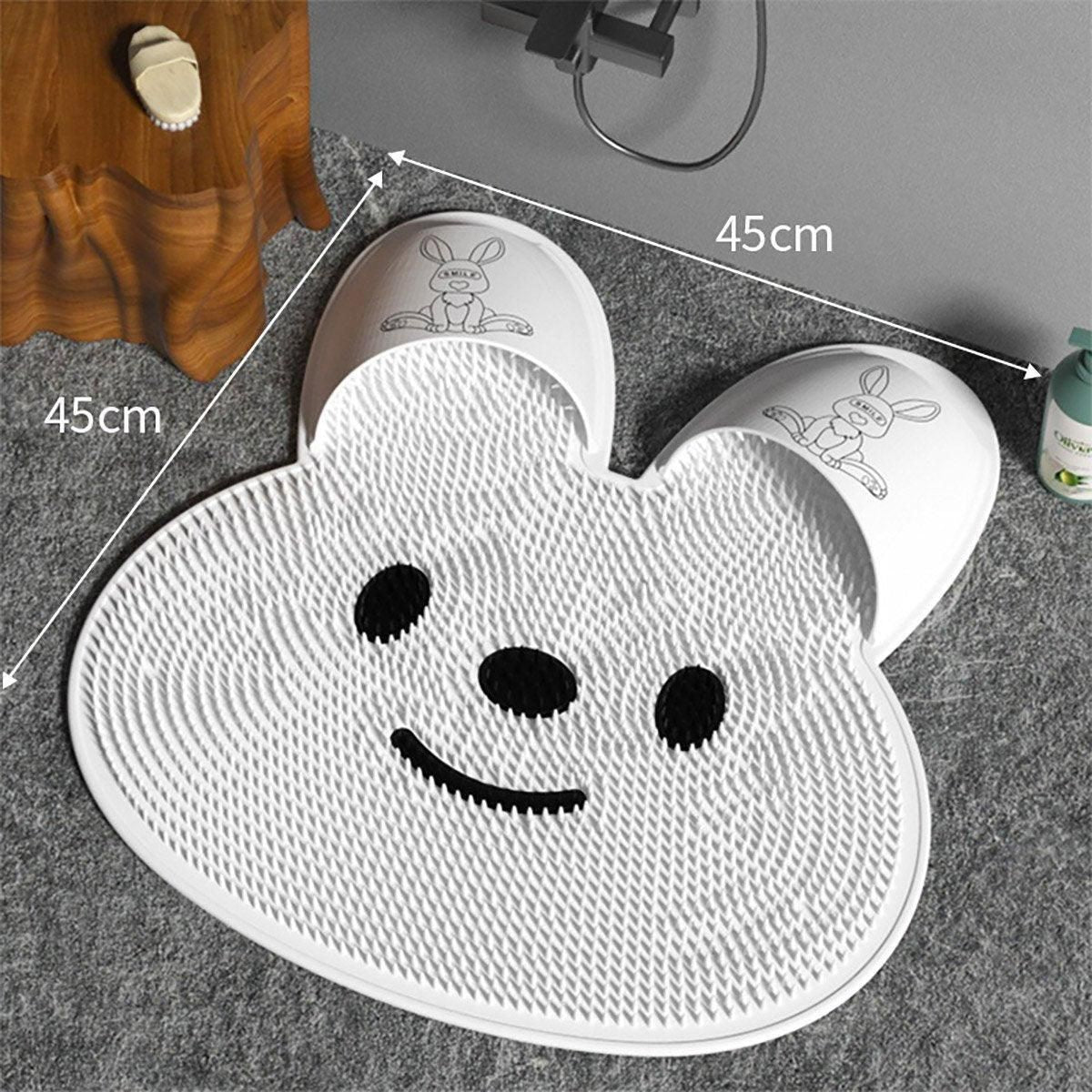 Silicone Foot Scrubber Rabbit Tub Mat Suction Cup Exfoliating Brush Cleaning Mat - Pink