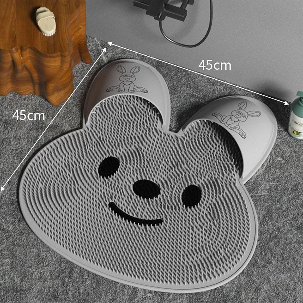 Silicone Foot Scrubber Rabbit Tub Mat Suction Cup Exfoliating Brush Cleaning Mat - Pink