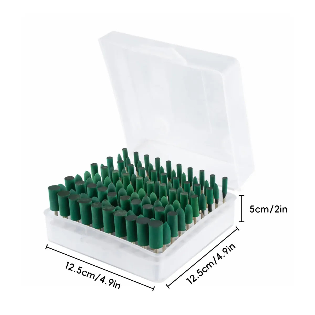 100Pcs Rubber Polishing Bits Set Rotary Tool Buffing Kit for Drill Grinding