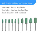 100Pcs Rubber Polishing Bits Set Rotary Tool Buffing Kit for Drill Grinding