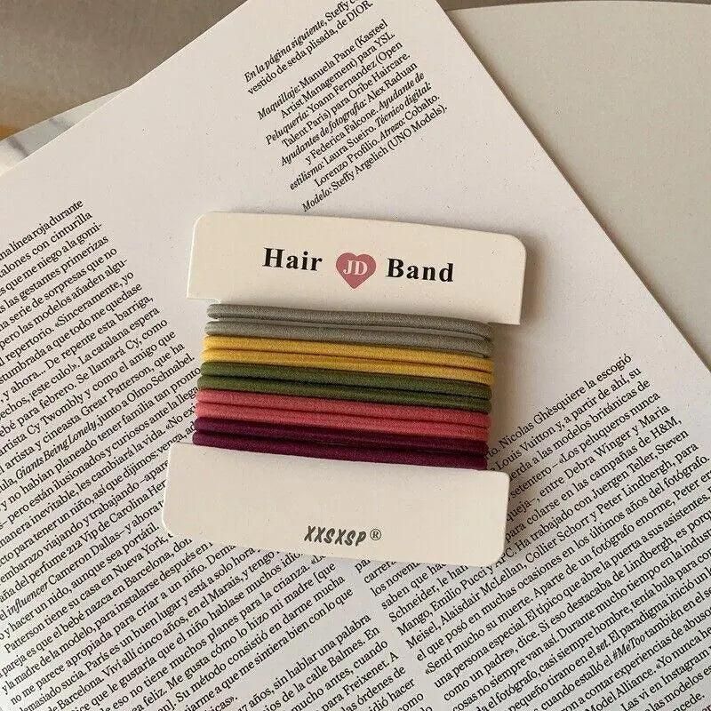 Hair Accessories High Elastic Two-Color Cross Hair Rope Rubber Band Hair Ring - Black