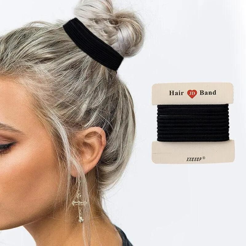 Hair Accessories High Elastic Two-Color Cross Hair Rope Rubber Band Hair Ring - Black