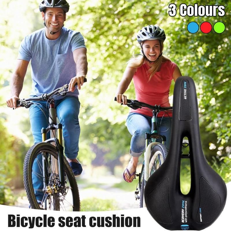 MTB Saddle Hollow Comfort Bicycle Seat Universal Cushion Soft Riding Saddle - Red