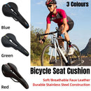 MTB Saddle Hollow Comfort Bicycle Seat Universal Cushion Soft Riding Saddle - Red