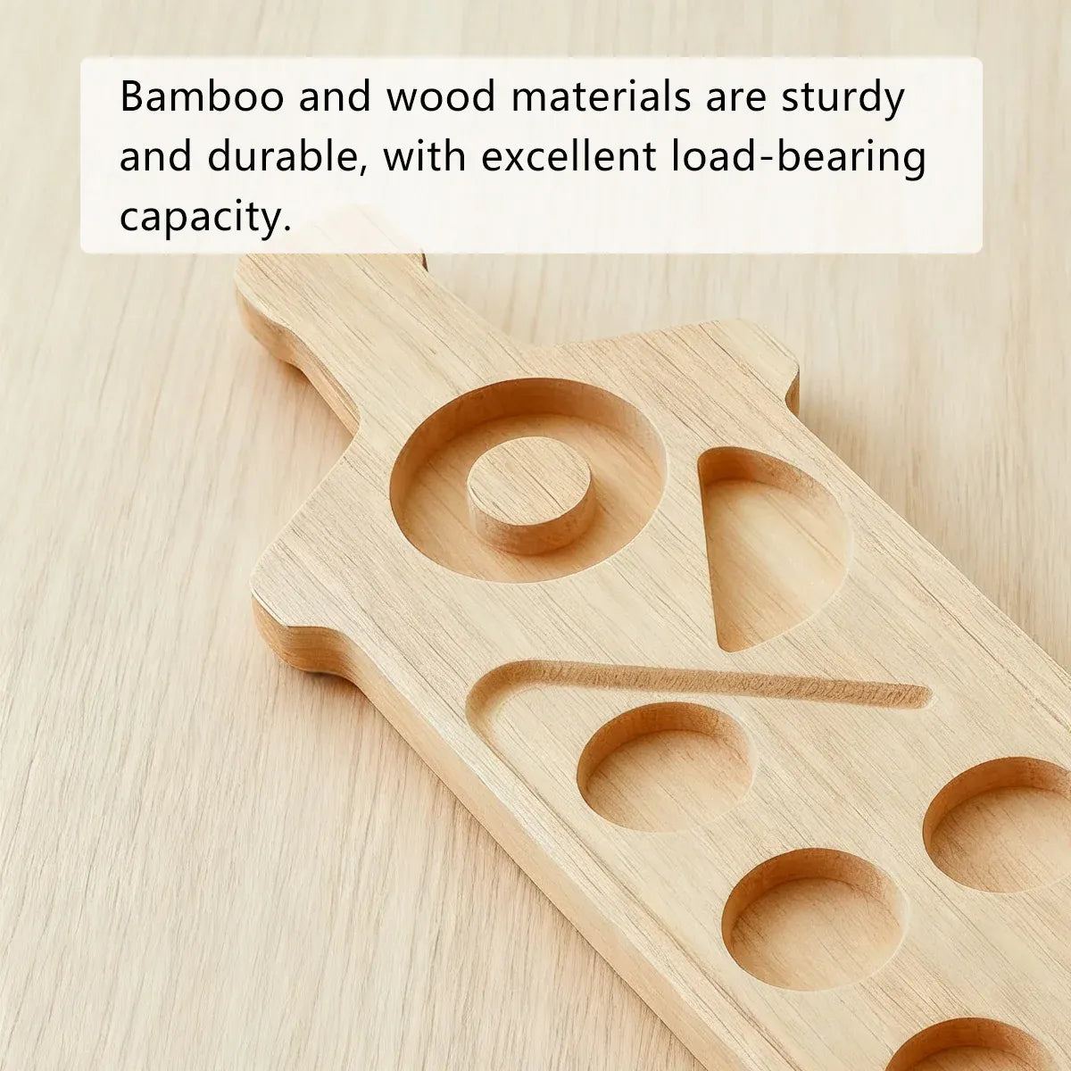 Bamboo Wine Glass and Condiment Rack Anti Slip Stable With Divided Compartments