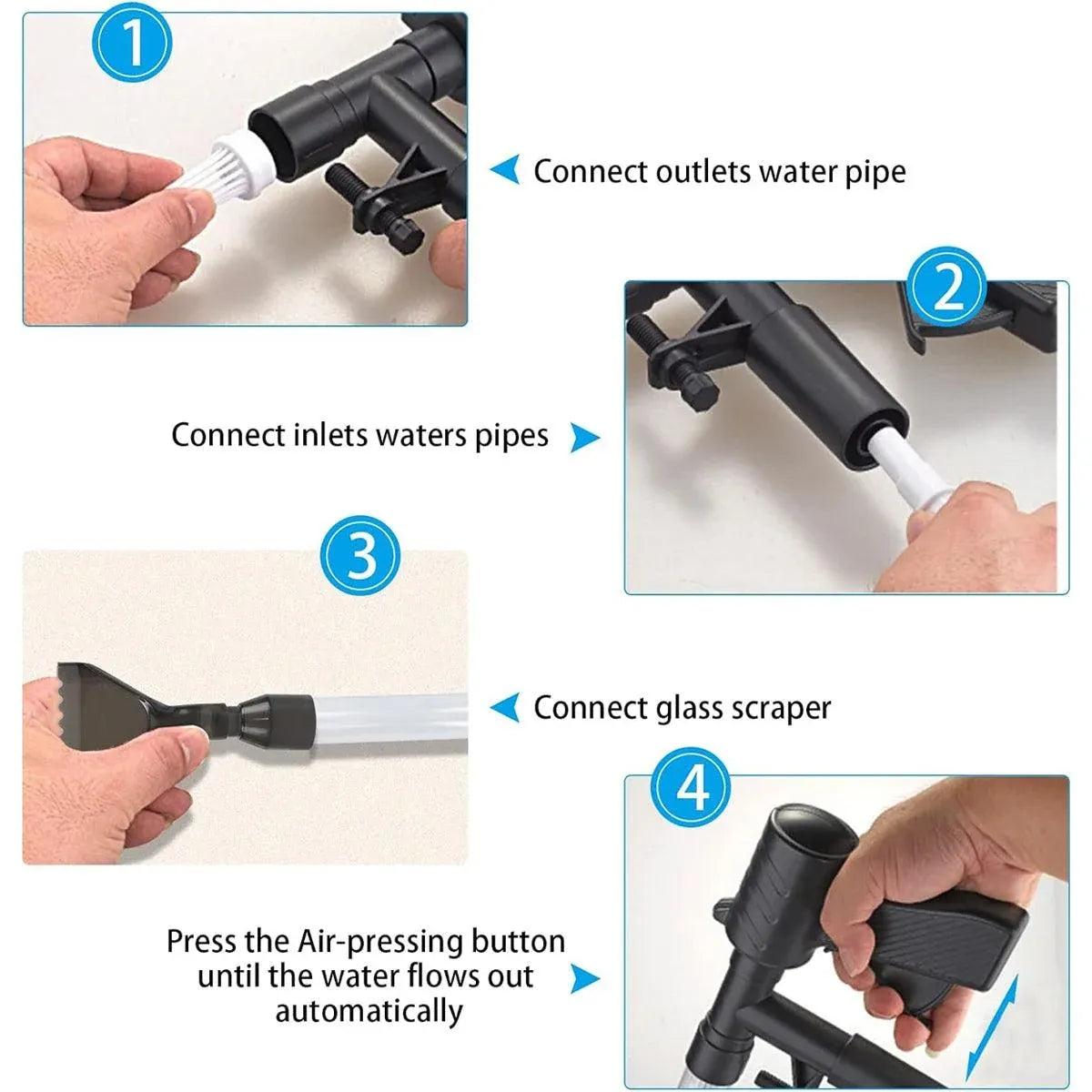 6In1 Fish Tank Cleaner Water Changer Pump Pipe Semi-automatic Cleaning Aquarium