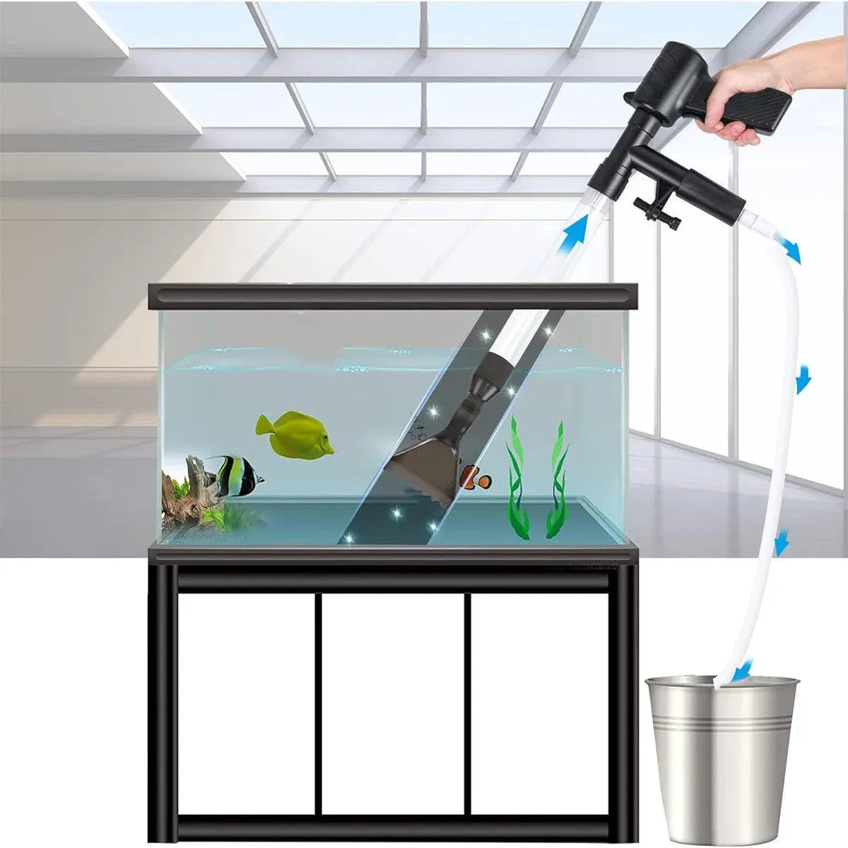 6In1 Fish Tank Cleaner Water Changer Pump Pipe Semi-automatic Cleaning Aquarium