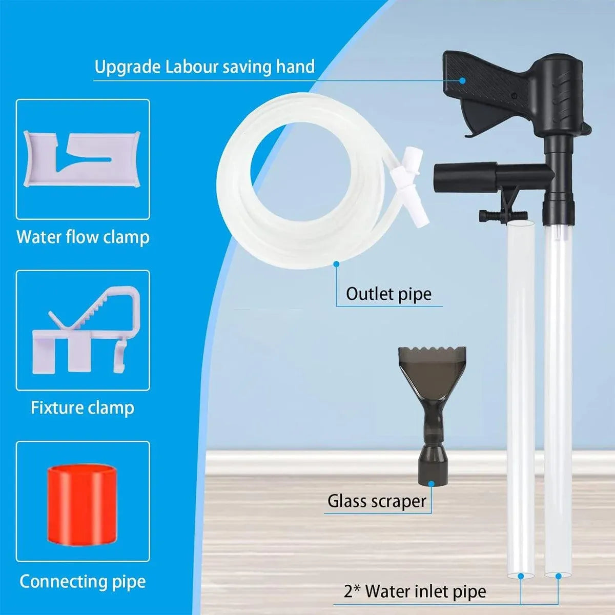 6In1 Fish Tank Cleaner Water Changer Pump Pipe Semi-automatic Cleaning Aquarium