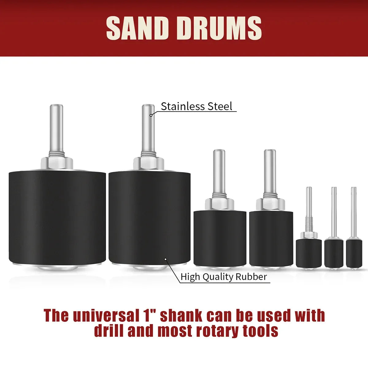 37Pcs Sanding Drum Kit Sleeve Set for Drill Rotary Tool Wood Polishing