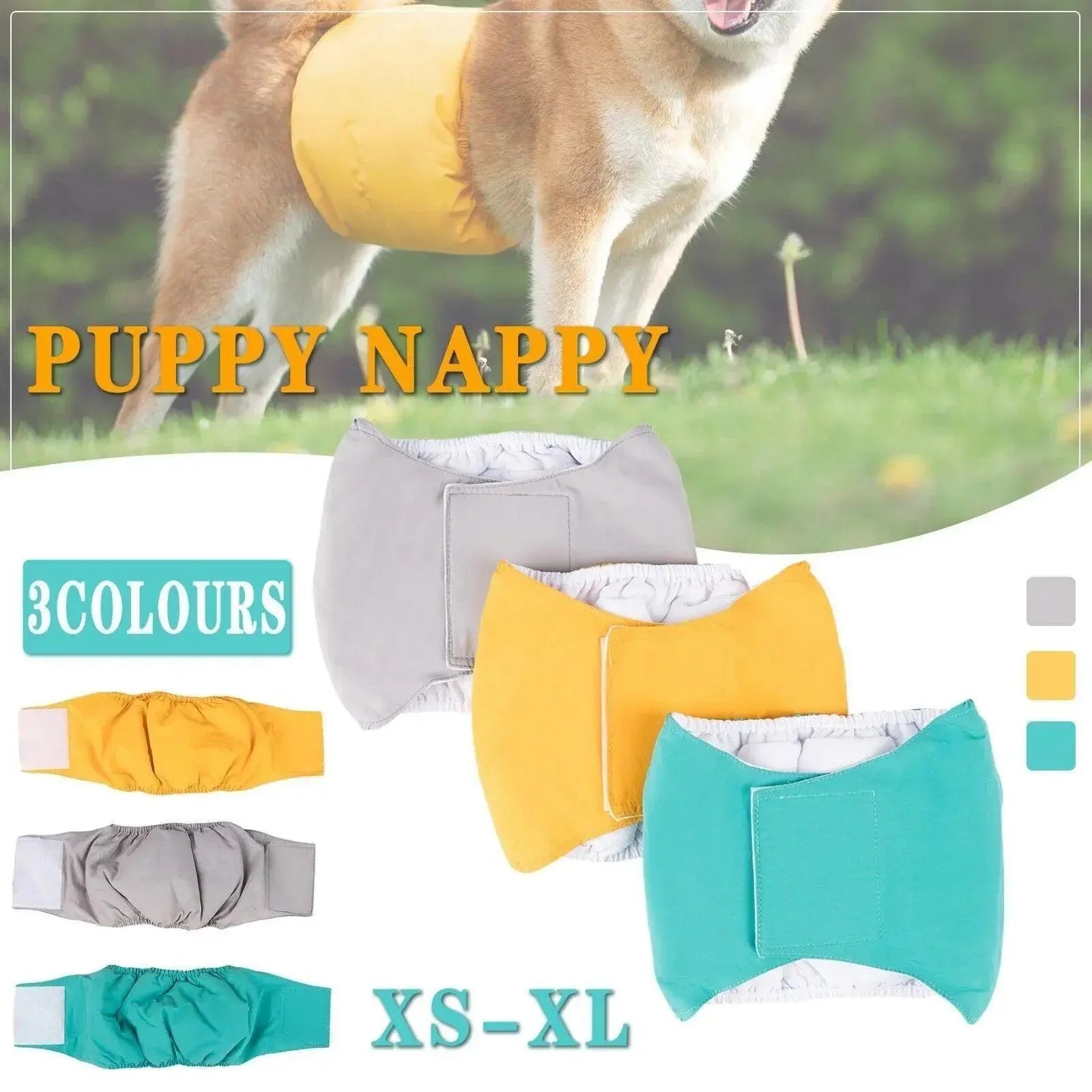 XL Male Dog Puppy Nappy Diaper Belly Wrap Band Sanitary Pants Underpants - Yellow