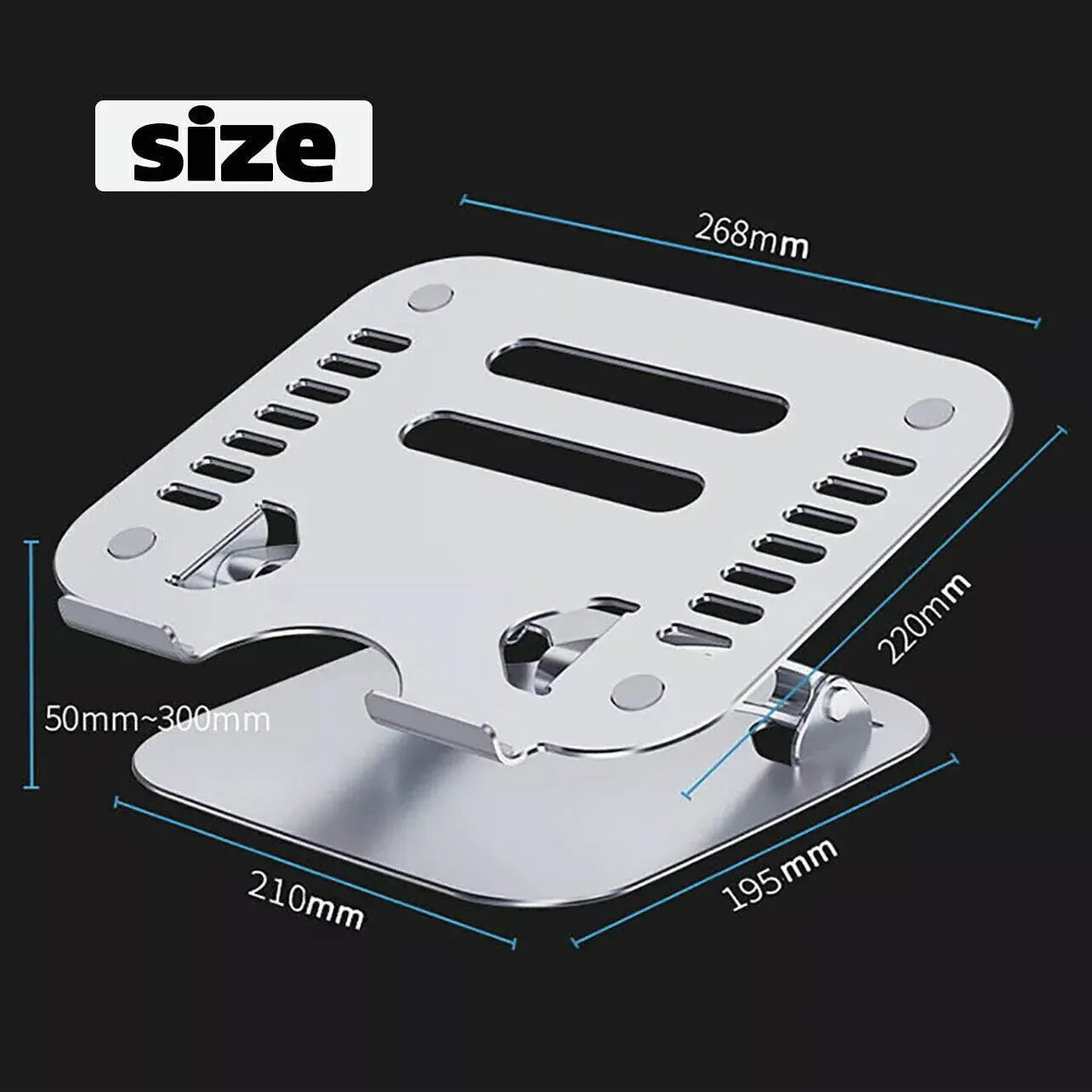 Adjustable Folding Aluminum Stand Ergonomic Design Portable Laptop Stand Holder - Silver