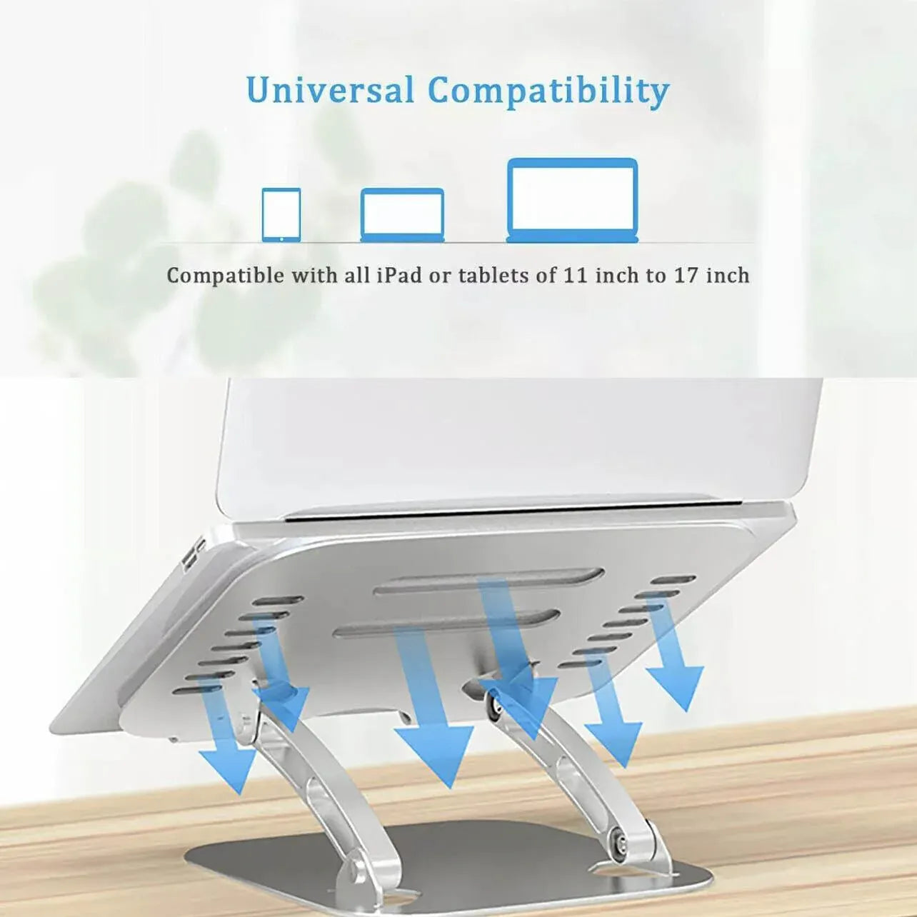 Adjustable Folding Aluminum Stand Ergonomic Design Portable Laptop Stand Holder - Silver