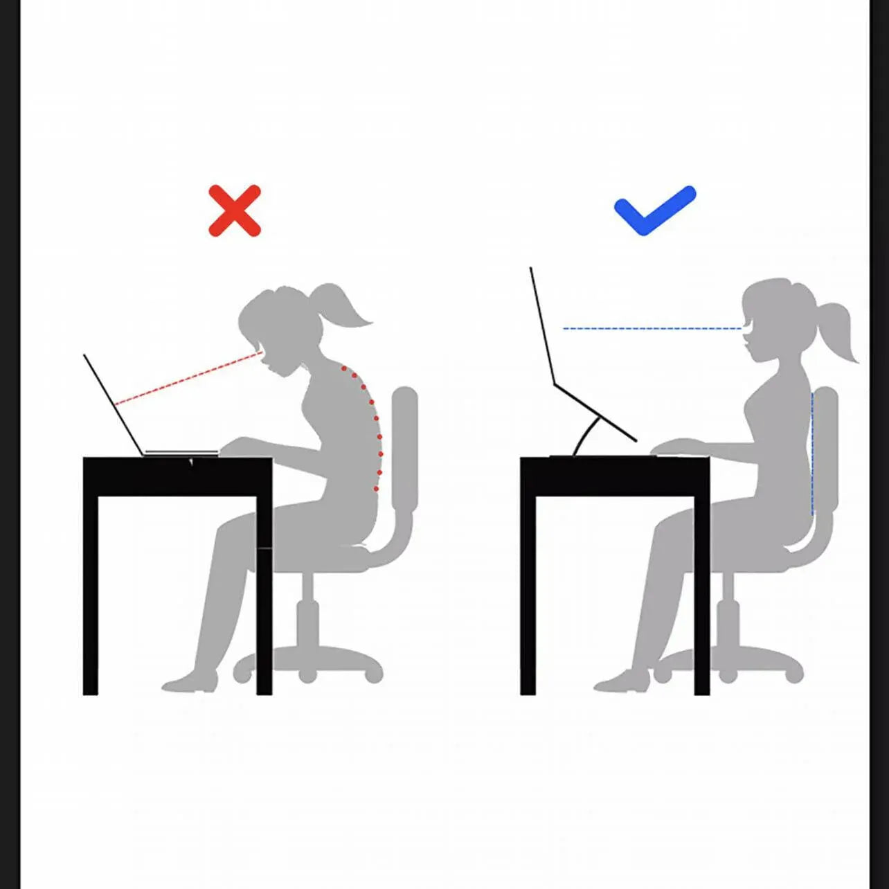 Adjustable Folding Aluminum Stand Ergonomic Design Portable Laptop Stand Holder - Silver