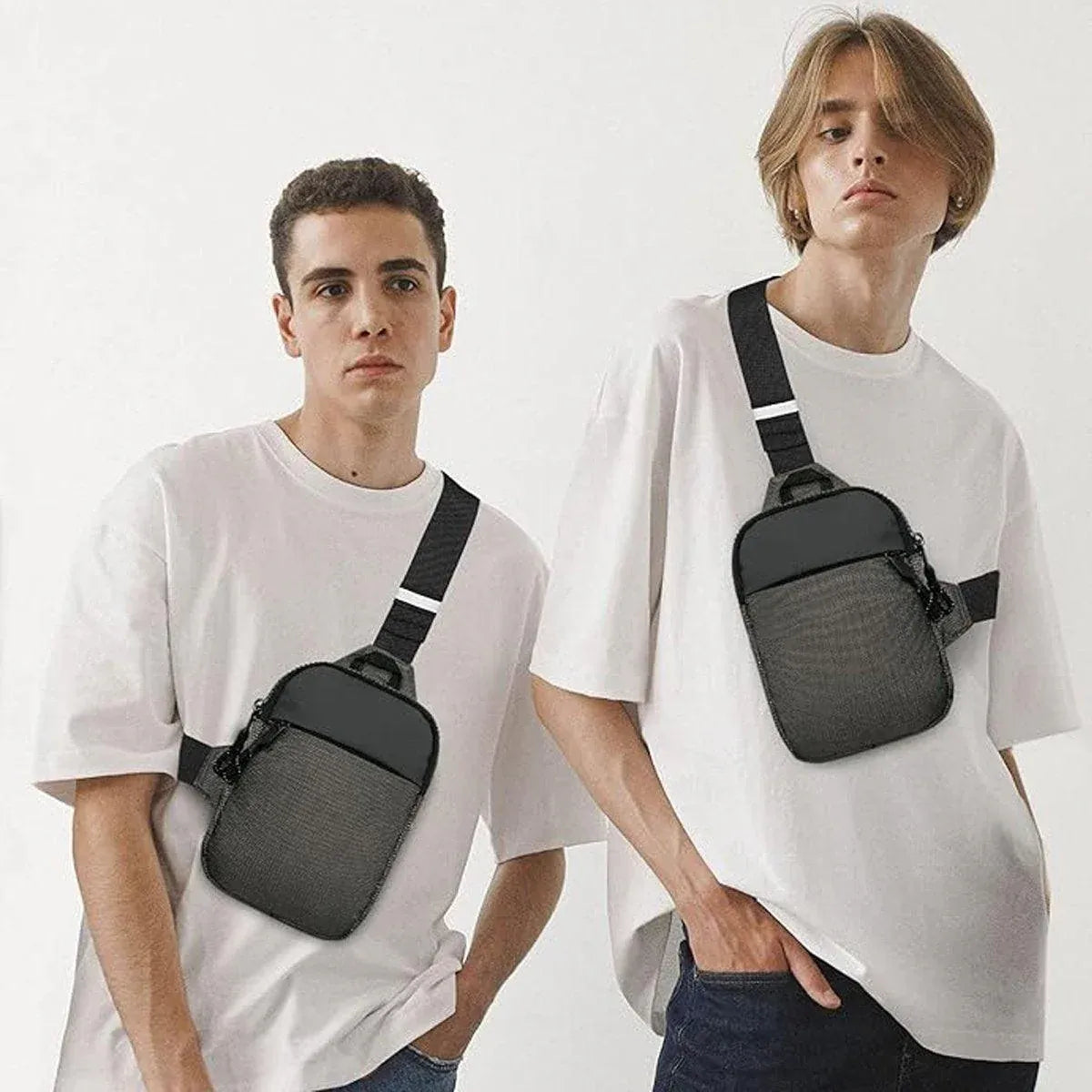 Sports Chest Bag Crossbody Backpack Mini Fashion Satchel for Outdoor Travel - Grey