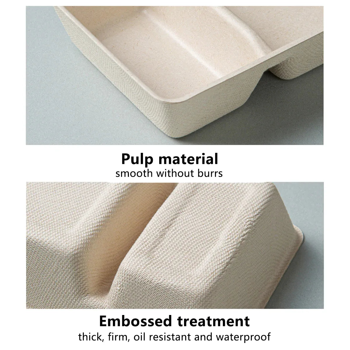 30PCS Disposable Pulp Three-Compartment Dip Box for Sushi BBQ Sauce Condiment - Kraft
