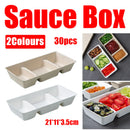 30PCS Disposable Pulp Three-Compartment Dip Box for Sushi BBQ Sauce Condiment - Kraft